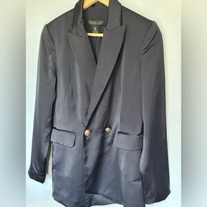 NWOT RACHEL ZOE WOMANS BLAZER NAVY/MIDNIGHT BLUE SHINY SATIN SIZE 2